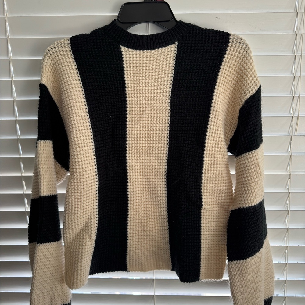 SHEIN Monochrome Striped Knit Sweater